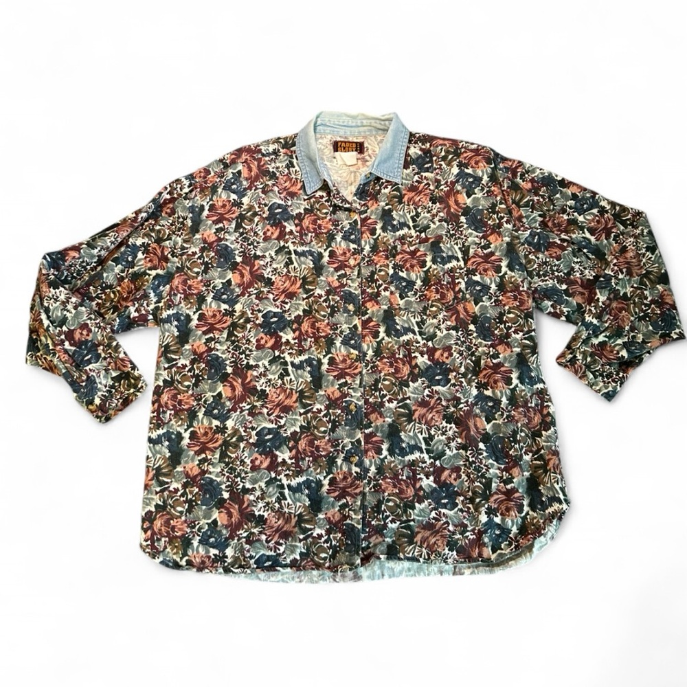 Vtg 90s Faded Glory Multicolor Floral Blouse